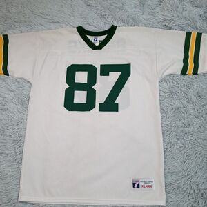 Vintage Logo 7 Brooks Jersey Boys XL White Green‎ Bay Packers NFL Football #87